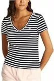 Tommy Jeans Tjw Slim Essential Rib SS Ext Dw0dw17383 Camiseta, Blue (Dark Night Navy/Stripe), M para Mujer