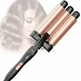 Rizador Pelo Ondas BESTOPE PRO, Tres Barriles Plancha Ondas 22mm Ondulador, Calentamiento Rápido, Temperatura Ajustable 150℃-210℃ ，Rizador Para Todo Tipo De Cabello,Oro Rosa