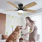 Airwit 106cm Silencioso Ventilador de Techo con Luz Doble Cara Aspas, Regulable Lampara Ventilador Techo con Mando a Distancia y Reversible Motor DC para Dormitorio Salon, 6 Velocidades
