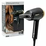 Rowenta Express Style CV1811 - Secador de pelo para viaje de 1600W, función Eco, tecnología avanzada, reduce encrespamiento, 220-240V, golpe de aire frío, incluye concentrador, negro y dorado