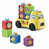 VTech-Baby Simón el Camión Bloques Sorpresa, Juguete Bebés +6 Meses, Vehículo Interactivo Apilable con Luces y Sonidos, Bloques con Texturas, Sonajeros, Canciones y Frases, Versión ESP