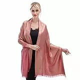 KAVINGKALY Mujeres Suave Pashmina Mantones y Wraps Shimmer Solid Colores Bufanda para Bodas (Rose-Gold1)