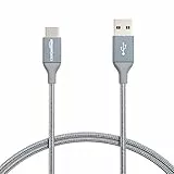 Amazon Basics Cable de carga rápida USB-C a USB-A 2.0, cable trenzado de nailon, 480 Mb/s, certificado USB-IF para Apple iPhone 2.0, iPad, Samsung Galaxy, tabletas, portátiles, 0.9 m, gris oscuro