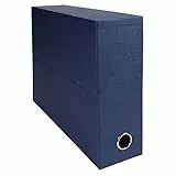 Exacompta 89527E - Caja de transferencia papel aspecto tejido - Tamaño 25,5x34x9 cm para A4 - Lomo 9 cm - Azul oscuro