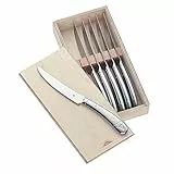 WMF - Juego de 6 Cuchillos para Carne en Caja de Madera. Filo Dentado de Acero Inoxidable Cromargan Pulido Ideal para Bistec. Aptos para Lavavajillas
