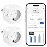 Meross 16A Enchufe Inteligente con Mide el Consumo, Bluetooth, Alexa con Control Remoto y Voz, Temporizador, WiFi, Compatible con Alexa, Google Home y SmartThings 2PCS