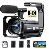 FIREFOTO Cámara de Vídeo 5K, 56MP Videocámara Doble Lente 16X WiFi IR Visión Nocturna Camera, Pantalla táctil 3.0' cámara Vlog Youtube Camcorder con 2 baterías, Tarjeta de 64GB,Micrófono