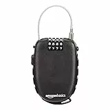 Amazon Basics Candado con cable retráctil de 4 dígitos, Cerradura con combinación, paquete de 1, AB-BL101 negro