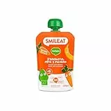 Smileat - Pouch de Frutas Ecológicas - Sin Sal ni Azúcar Añadido, Sin Gluten - Snack Práctico para Peques - Sabor a Zanahoria, Pera y Plátano