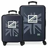 Pepe Jeans Tom Juego de maletas Azul 55/65 cms Rígida ABS Cierre de combinación lateral 56L 7,54 kgs 4 Ruedas equipaje mano