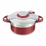 Tefal P47051 Clipso Minut Duo Olla a presión de aluminio con 5 sistemas de seguridad y cierre fácil con una sola mano, Color gris y rojo, 5 l