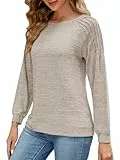 Adigaber Jerséis para Mujer Túnica de Manga Larga Tops con Cuello Redondo para Mujer Suéter Ligero