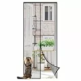 Sekey Mosquitera Magnética Poliéster Reforzado Resistente a Garras de Gato 90x210cm - Anti-Insectos Adhesiva para Balcón, Terraza, Sótano, Negro