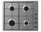 Candy Idea CHW6LBX/4U2, Placa de Gas, 4 Fuegos, 60CM, Gas Natural Adaptable a Gas Butano, 7,2KW de Potencia, Mandos Independientes Laterales, 2 Rejillas, Sistema de Seguridad en Llama, Inox
