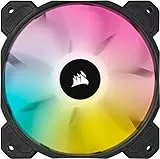 Corsair iCUE SP120 RGB ELITE Ventilador de rendimiento de 120 mm PWM (tecnología CORSAIR AirGuide, ocho LED RGB programables, bajo nivel de ruido de 18 - 26.5 dBA, control PWM, 1500 rpm), negro
