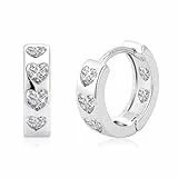 ALEXCRAFT Pendientes Aro Plata, Aros Pequeños Gruesos con Circonitas, Hipoalergénicos, Brillante, Minimalistas Pendiente Aro en Cartilage, Post Plata 925, para Mujeres, Niñas y Hombres