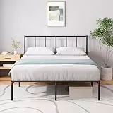Zinus Cama Justin 135x190 cm - Somier de Metal con cabecero - Altura 30 cm - Cama con somier de láminas de Metal - Fácil Montaje - Espacio de Almacenamiento Debajo de la Cama - Diseño Moderno - Negro