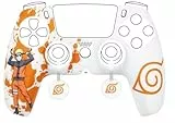 Konix Naruto Shippuden Caracasa Protectora para Mando DualSense de PS5 - Silicona - Apoyos para Pulgares - Motivo Konoha, Naruto - Blanco