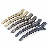 AIMIKE 6pcs Pinzas Pelo de Seccionamiento, Pinzas Pelo Peluqueriade Profesional, Pinzas de Pelo de Duckbill Con Banda de Silicona, Pinzas Para el Pelode Estilismo de Salón, Pinzas Pelo Mujer, Neutro