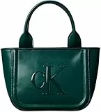 Calvin Klein Bolso Tote Mujer Bold Small With Strap con logotipo, Verde (Maya Blue), Talla Única