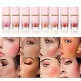 Beauty Searcher Maquillaje colorete líquido en crema gel para mejillas, suave, ligero y transpirable, de larga duración, a prueba de manchas, de aspecto natural, maquillaje colorete tinte piel (# SET)