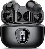 Auriculares Inalámbricos Bluetooth, Auriculares Bluetooth 5.4 con Controlador de 14,2 mm, Sonido Envolvente, 48H Cascos Inalámbricos con Reducción de Ruido, Pantalla LED, IP7 Impermeable, Negro