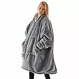 UMIPUBO Sudadera con Capucha Manta Hombres Y Mujeres, Sherpa de Gran Jerse De Televisión Caliente y Esponjoso Invierno Hoodie De Manga Larga Moda Tops (Gris, Talla única)
