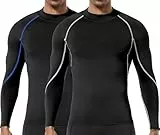 Camisetas de compresión de manga larga con cuello alto para hombre, para deportes de invierno, color negro, talla XL, Paquete de 2: negro, X-Large