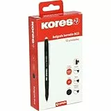 Kores | Pack 12 Bolígrafos Borrables Negros BG5 | Tinta Gel | Punta 0,7mm | Retráctil | Grip Ergonómico | No Mancha | No Daña Papel | No Deja Restos de Goma | Perfecto Material Escolar y de Oficina