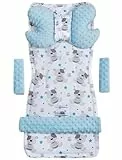 Medi Partners Funda Silla Paseo Verano Colchoneta Universal Carro Bebe Coche Colchón Capazo Saco para Carrito Protector Cochecito Sillas Fundas Cover (Peluche con celeste Minky)