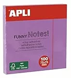 APLI 19083 - Notas adhesivas FUNNY 75 x 75 mm - Bloc de 100 hojas color LILA pastel