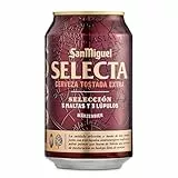 San Miguel Selecta, Cerveza Lata de 33cl, Cerveza Tostada Extra de Maduración, Cerveza Dorada Refrescante con Carácter, 6.2% Volumen Alcohol
