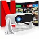 Wielio 2025 Upgraded Proyector, Sistema operativo Android 11, Nativo 1080P Soporte 4K, WiFi6 y BT5.2, Soporte Ajustable a 120° Proyector Portátil, corrección Trapezoidal, para Android/iOS