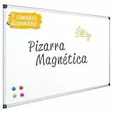 OFITURIA® Pizarra Blanca Magnética Lacada Con Marco De Aluminio Resistente Fácil De Borrar En Seco, Medida 120x90 cm