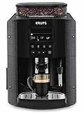 Krups Máquina de café Essential, molinillo de granos, cafetera espresso, pantalla LCD, limpieza automática, boquilla de vapor para capuchino negro YY8135FD