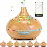 KDISHKRA 550ml Difusor Aceites Esenciales, Difusor de Aromas con 4 Temporizador y 7 Color LED y Mando a Distancia, Silencioso, Apagado automático, Humificador de Aromas Ultrasonico para Casa