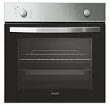 Candy Smart FCS 100 X/E, Horno Eléctrico, 70L, Ventilador de Enfriamiento, Cuba para Limpieza por Agua, 4 Funciones, 2 Mandos Mecánicos, Puerta Doble Cristal Desmontable, Clase A, Acero Inoxidable