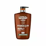 L'Oréal Men Expert gel de ducha Barber Club formulado con aceite de madera de cedro para proporcionar una limpieza, nutrición e hidratación de barba, piel y pelo