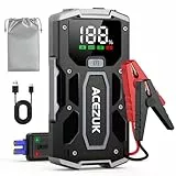 ACEZUK Arrancador de Coches 4500A, 12V Arrancador de Baterias de Coches (para 5.5L Disésel o 7.0L Gas), Jump Starter con 2.5 Inch Pantalla LCD, Clips de Seguridad Inteligentes, Luz LED