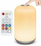 Luz Nocturna Infantil, Lámpara de Mesita de Noche Táctil, 13 RGB Colores Ajustables Lámpara Bebe Noche para Niños, Dormitorio, Guardería, Luz Nocturna Niño