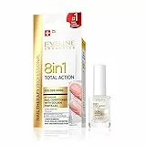 Eveline Cosmetics 8in1 Total Action Suero Concentrado para Uñas Acondicionador + Fortalecedor + Endurecedor con Partículas Doradas | 12ml | Tratamiento Reparador | Fácil aplicación | Efecto reluciente