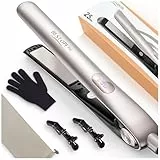 BESTOPE PRO Plancha de Pelo Profesional, Iones Negativos Cerámica Anti-estática, Placas Flotantes Extralargas, Pantalla LCD, 5 Niveles Temperatura Ajustable (120-230°C), Champán Dorado