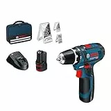 Bosch Professional 12V System GSR 12V-15 - Atornillador a batería (30 Nm, set 39 accesorios, 2 baterías x 2.0 Ah, en maletín de lona) - Amazon Exclusive
