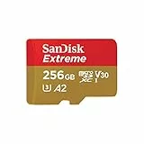 SanDisk Extreme Tarjeta Micro SDXC 256GB + adaptador SD, (Para teléfonos inteligentes, cámaras de acción, drones) V30, hasta 190 MB/s, RescuePRO Deluxe, A2 C10 U3 UHS-I