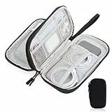 NVIYAM Organizador Cables Viaje, Organizador Cables Viaje Impermeable, Accesorios Estuche Cables Portátil, Estuche Cables para Cargador, Memoria USB, SD Tarjeta y Adaptadores, Gris (Negro)