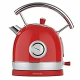 Cecotec Hervidor de Agua Eléctrico de 1,8 Litros Thermosense 420 Vintage Light Red. 2200 W, 8 Tazas de Té de Capacidad, Medidor de Temperatura, Estilo Vintage, Base de Giro 360º, Acero Inox en Rojo