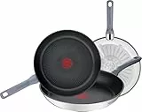 Tefal Daily Cook - Juego de Sartenes de 20/24/26 cm, Apto inducción, antiadherente, revestimiento titanio, Thermo-signal, sin PFOA, apto lavavajillas y horno, acero inoxidable