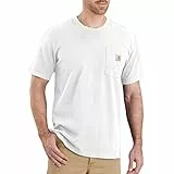 Carhartt Relaxed Fit Heavyweight Short-sleeve K87 Pocket T-shirt, Camiseta Work Utility, Hombre, White, L