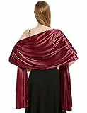 Xnova Chal de fiesta Mujer Estolas para Bodas Elegante Pashmina Bufanda Mujer Pañuelos para Fiesta Boda, Noche Fular Vestido Mantón(Vino rojo,Talla única)