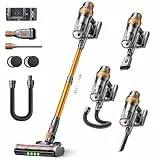 SMOTURE 50KPA/600W/65Min (Eco) Aspiradora sin Cable, Aspirador Escoba Vertical, Incluye Manguera de 1M y Cepillo Anti-Enredo con Luz, Carga de Pared, para Pelo de Mascotas, Suelos, Alfombras y Coche